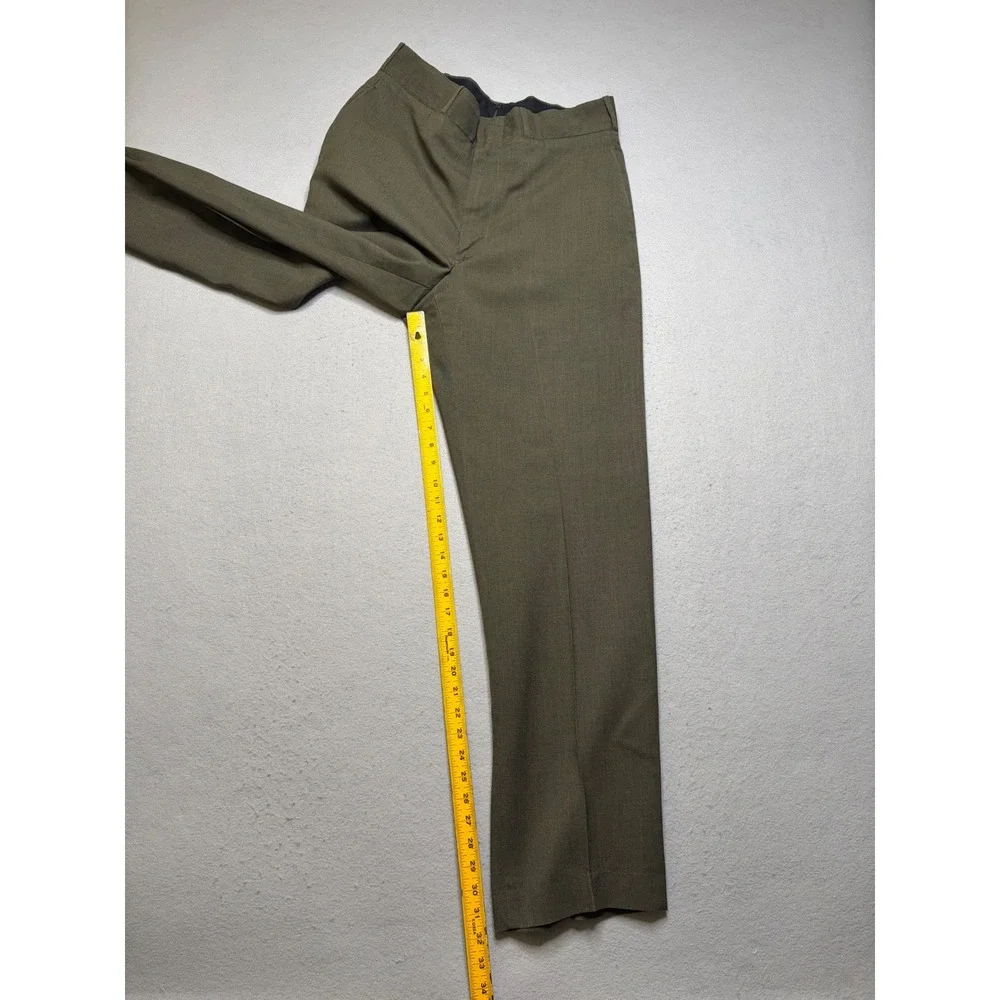 Vintage Military Trousers Mens 32X32‎ Olive Green 70s Durable Press Workwear